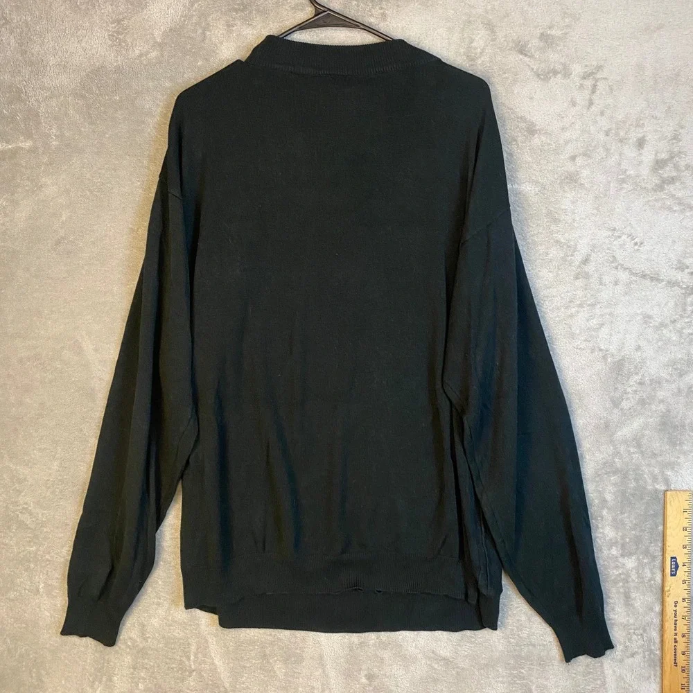 After Dark Sweater Mens 3XLT Crew Neck Black Red Striped Ribbed Knit EUC